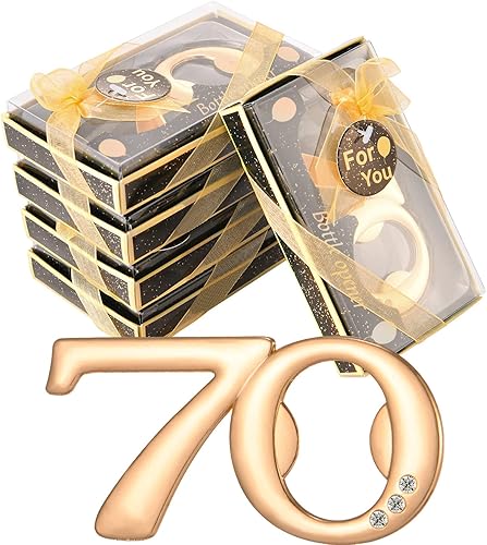 50 piezas de 70 abrebotellas, regalos para fiestas de cumpleaños de 70 años, regalos de devolución o recuerdos para invitados, decoraciones de