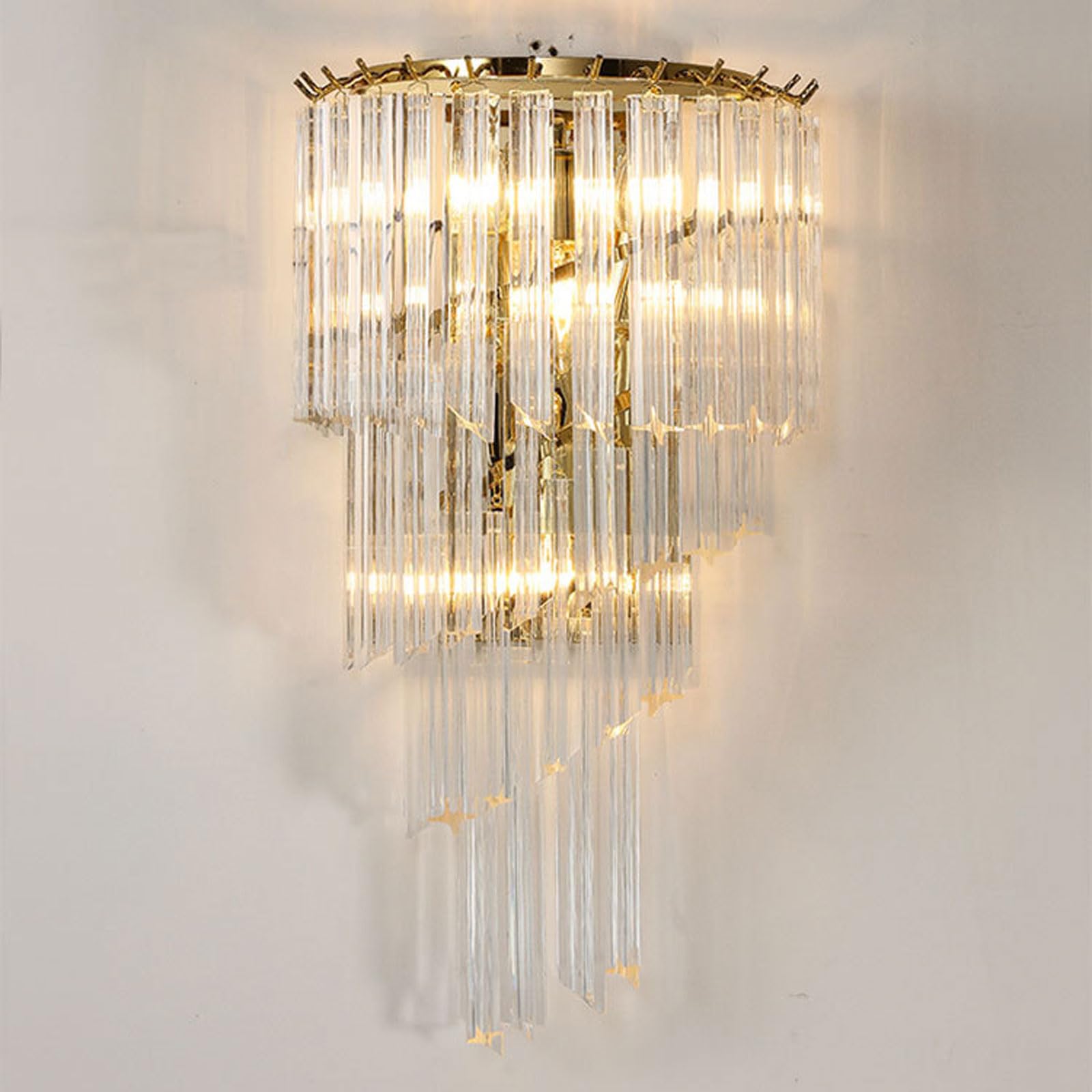 MESOVFCA Crystal Shade Wall Lamp - Elegant European Design Golden Indoor Light for Living Room, Bedroom, and More