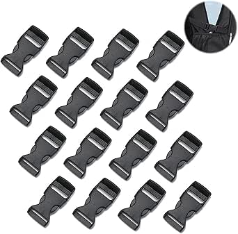 VEUWOLM Rotolo In Nylon Nero 5 M 10 Fibbie Per Scala In Plastica 25mm Nero Fettuccia Zaino - Foto 10