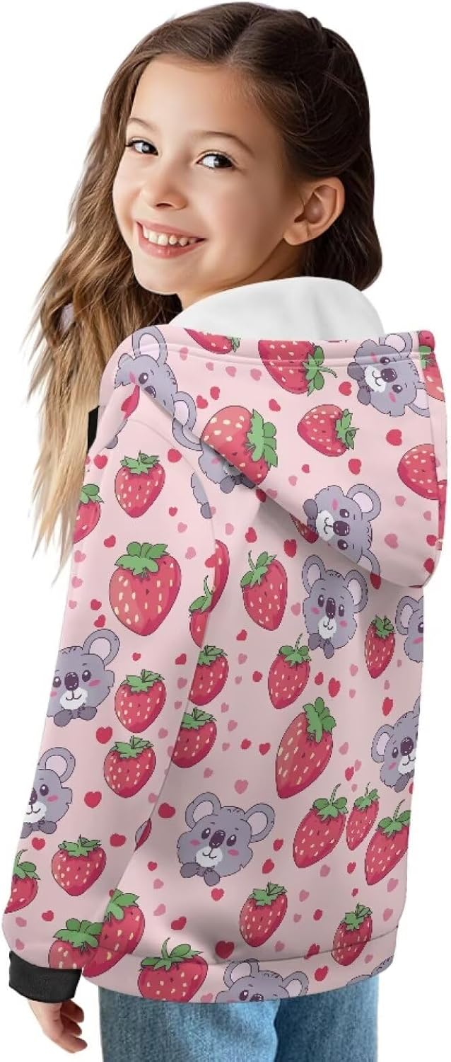 Gomyblomy Zip Up Hoodies for Girls 5-16 Years Fashion Kids Fleece Hooded Sweatshirt Jacket with Pocket Teens Coats
