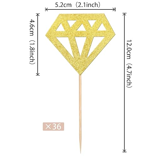 Miniatura 91 de 36 piezas de adornos de diamantes para cupcakes con purpurina de diamantes para bodas, compromisos, despedidas de soltera, cumpleaños, aniversario