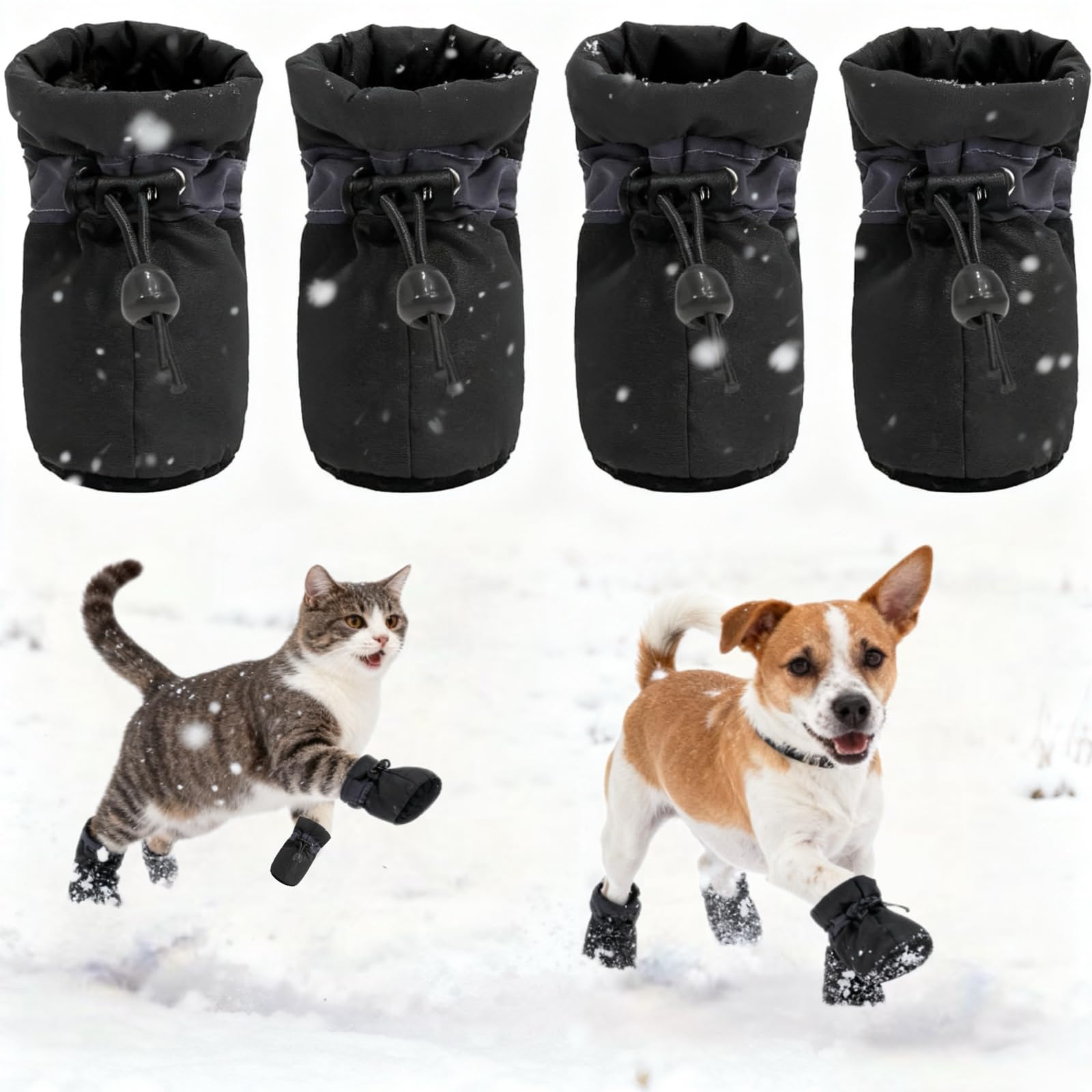 Paw Protector, Anti-Slip Dog Shoes for Hot Pavement, Breathable Mesh Dog Boots with Reflective Straps for Small Medium Dogs & Cats, 4 Pairs (Black)