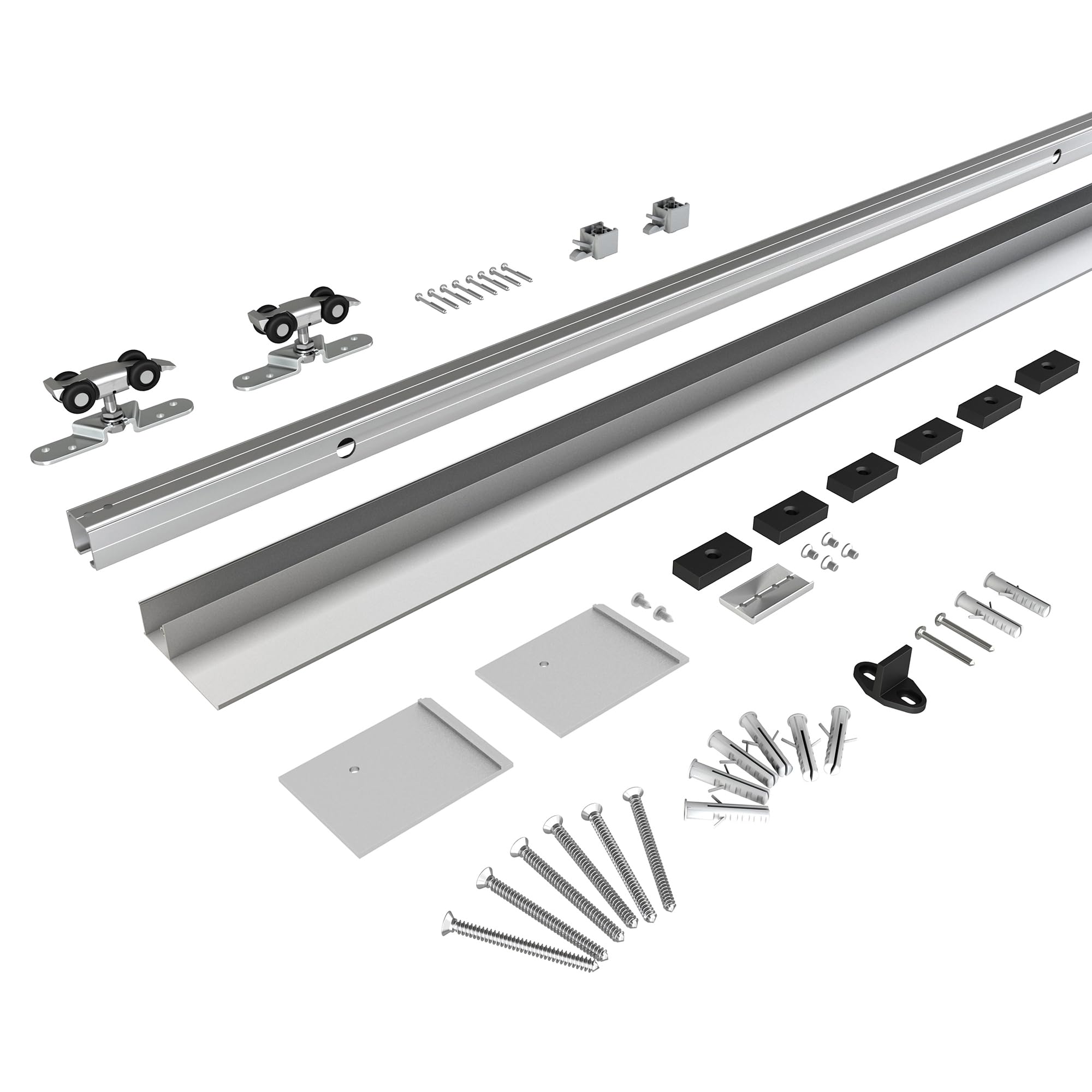 Okucia do drzwi przesuwnych do stodoły, niski prześwit, okucia szynowe ze stopu aluminium do drewnianych drzwi stodoły, wewnętrzne prowadnice do stodoły, łatwy w instalacji