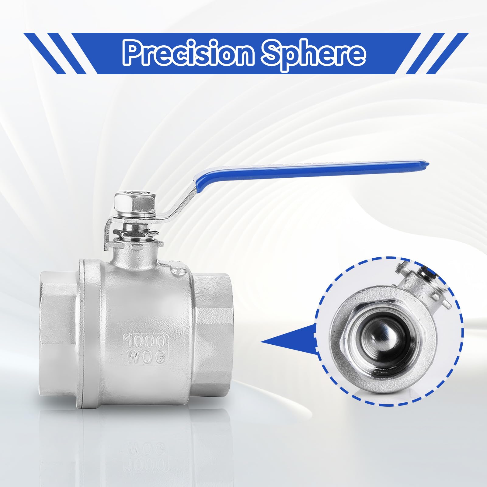 Valvola a Sfera DN50 da 2 ", Valvola a Sfera in Acciaio Inox 304 Filettatura Interna per Uso Industriale, Commerciale, Domestico, Barili Di Acqua Piovana