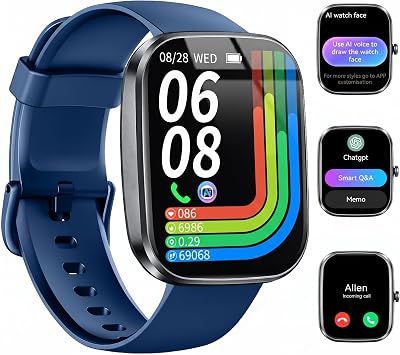 AI Smart Watch for Men Women with ChatGPT Assistant, 1.91" HD Fitness Watch Smartwatch with AI Health Reports, 200+ Watch Faces, Bluetooth 5.4 Calling, 115+ Sports/IP68 Waterproof for Android iOS 2026
