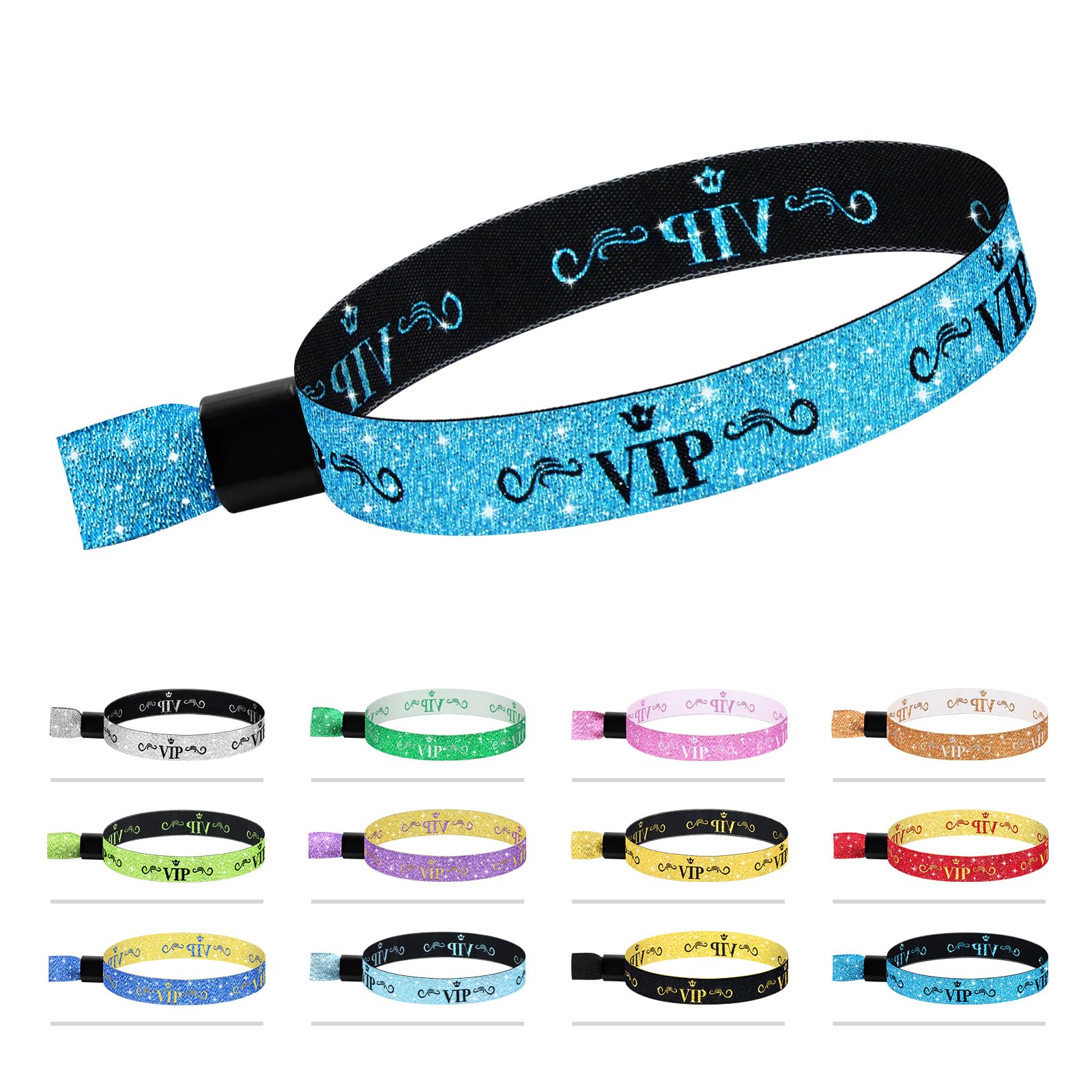 100 Pcs VIP Cloth Wristbands, Disposable Wristbands for Events(Water Blue) | Comflora Colored VIP Wristbands Events,for Lightweight Concert,Club
