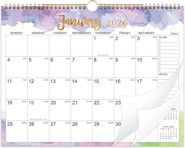 2026 Calendar - 2026 Wall Calendar, 15" x 11.5", January 2026 - December 2026, Wall Calendar with Twin-Wire Binding, Large Blocks and Julian Dates, Perfect Organizer for Home & Office