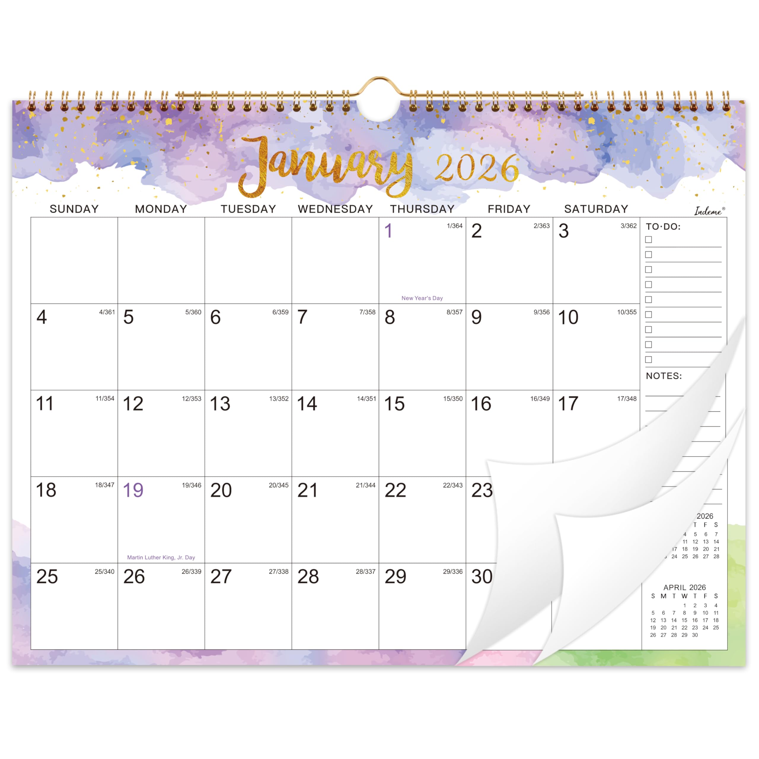 2026 Calendar - 2026 Wall Calendar, 15" x 11.5", January 2026 - December 2026, Wall Calendar with Twin-Wire Binding, Large Blocks and Julian Dates, Perfect Organizer for Home & Office