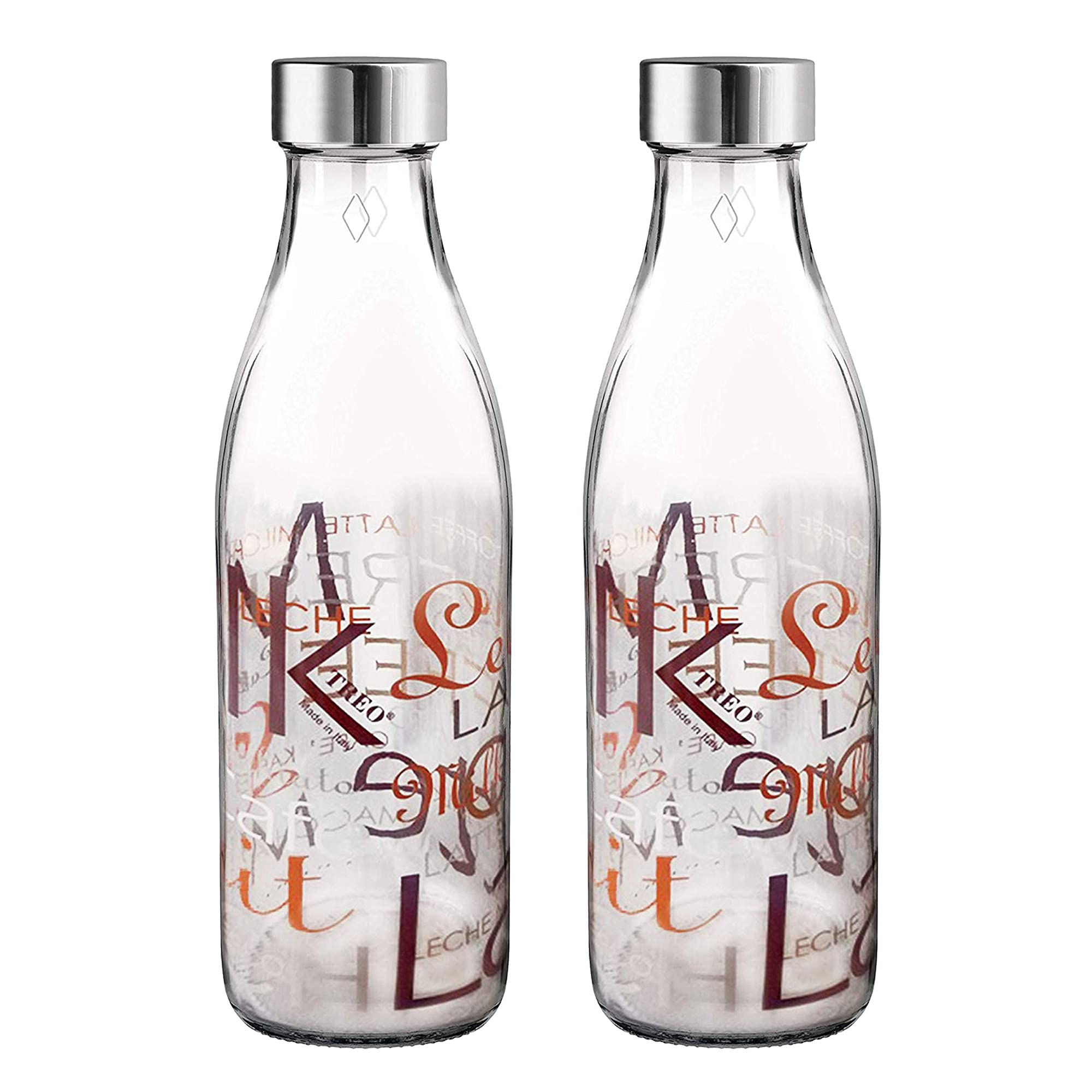 TREO By Milton Ivory Premium Glass Printed Bottle, Set of 2, 1000 ml Each, Words | Shakes | Smoothies | Water Bottle | Milk Bottle | Juice | Cocktail Bottle | Decor Bottle | Designer Bottle (B09BMCX14N) Amazon Price History, Amazon Price Tracker