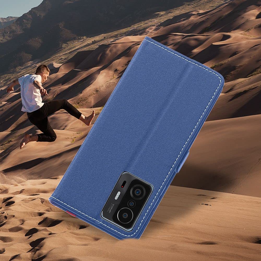 ebestStar - Cover per Xiaomi Redmi Note 11 Pro+ 5G, Custodia Libro Protezione Portafoglio, Pelle PU Porta Carte, Blu scuro/Rosso