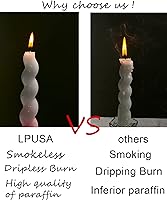 Vista 5 de LPUSA Velas Cónicas en Espiral Negras Hechas a Mano Velas de Candelabro Cera Sin Perfume Vela de Cena Sin Goteo para Boda, Cena, Vacación, Fiesta