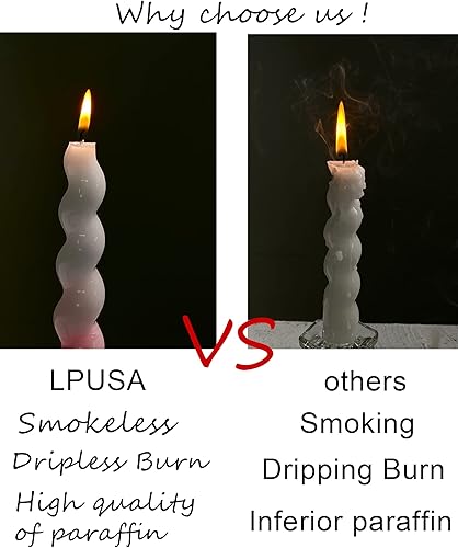 Miniatura 6 de LPUSA Velas cónicas acanaladas de 10 pulgadas, hechas a mano con cera de soja vegana para vacaciones, bodas, fiestas, hogar, cena, fiesta y