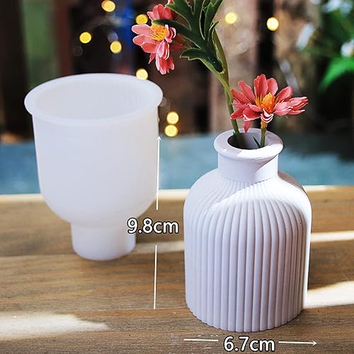 Miniatura 4 de Woohome Moldes de resina epoxi para floreros, 4 moldes de silicona para joyería para hacer contenedores de flores, soporte para brochas de