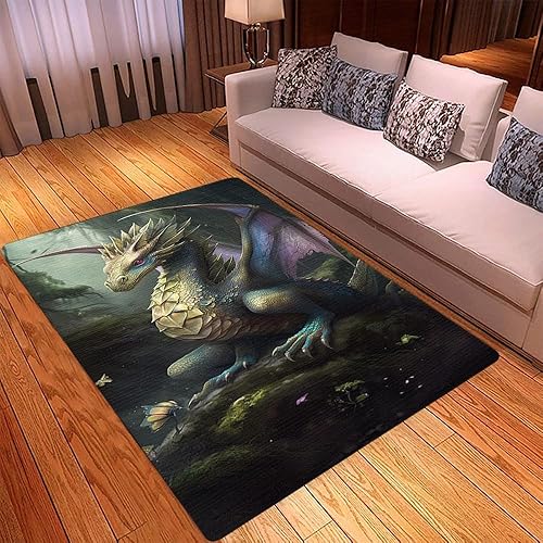Vista 25 de Alfombra de dragón personalizada, con estampado de dragón de galaxia brillante, tapete grande de 5 x 8 pulgadas para sala de estar, dormitorio