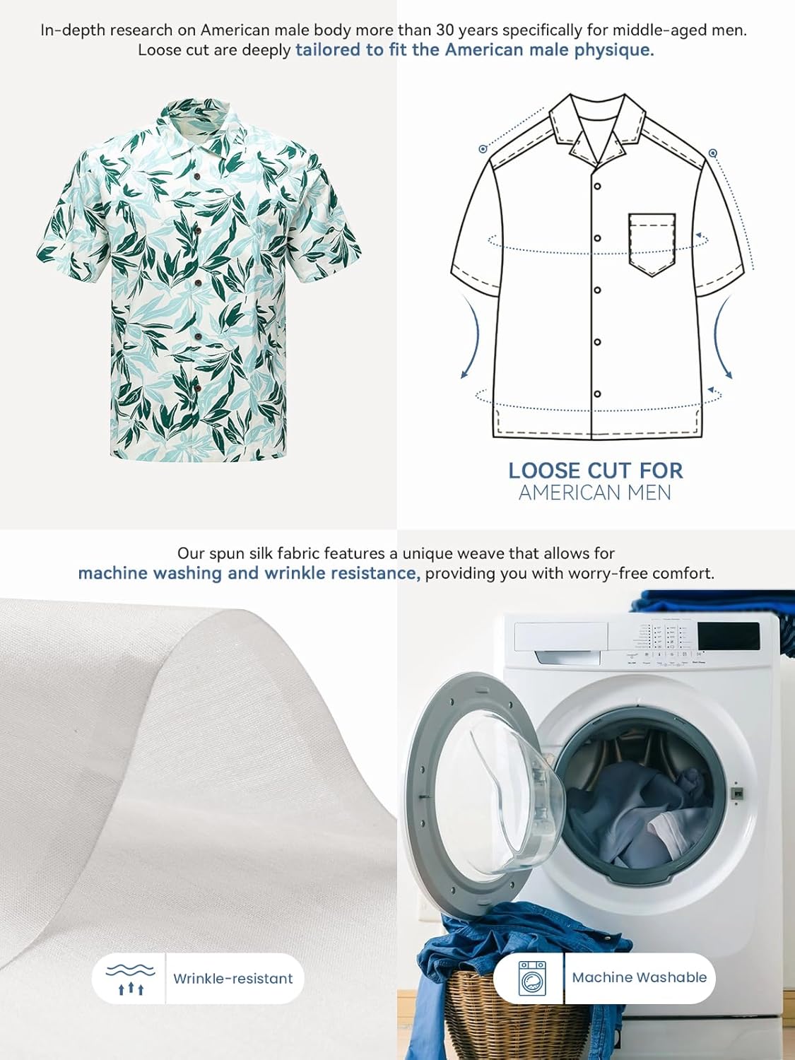 Mens Hawaiian Shirts Silk Short Sleeve Beach Shirt Relaxed Fit Vacation Shirts - Image 7