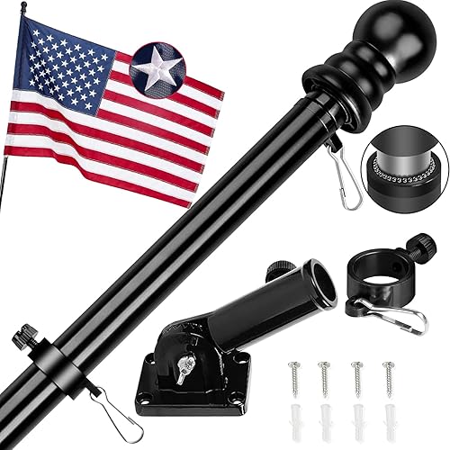 Esta bandera de estilo manga de poste de 3 x 5 pies con kit de poste negro bandera con mangas de Estados Unidos más duradera, imagen bordada, ojales disponible en Yaxa Colombia