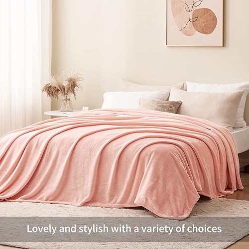 Miniatura 3 de RUIKASI Manta de forro polar Queen  Manta de franela mullida de felpa rosa para cama tamaño Queen grande, manta súper suave y cálida para sofá y