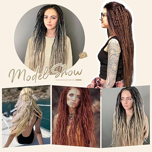 Miniatura 6 de WIGNEE Extensiones de rastas sintéticas rectas de 24 pulgadas, 10 hebras, extensiones de rastas (24 pulgadas, 30)