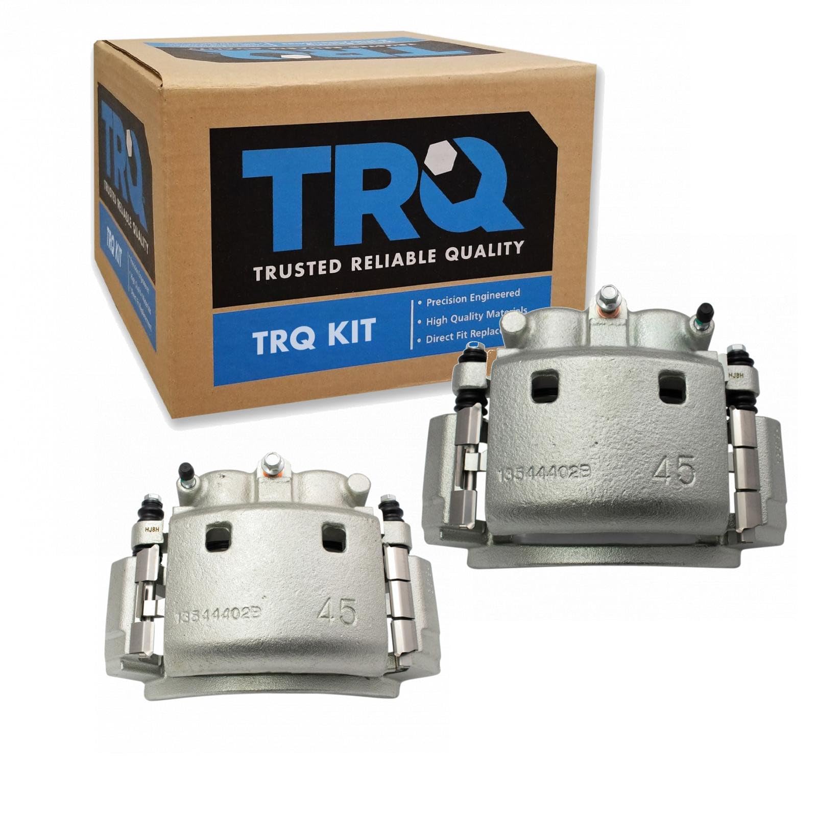 TRQ Rear Driver and Passenger Side Brake Caliper Set Caliper Brackets