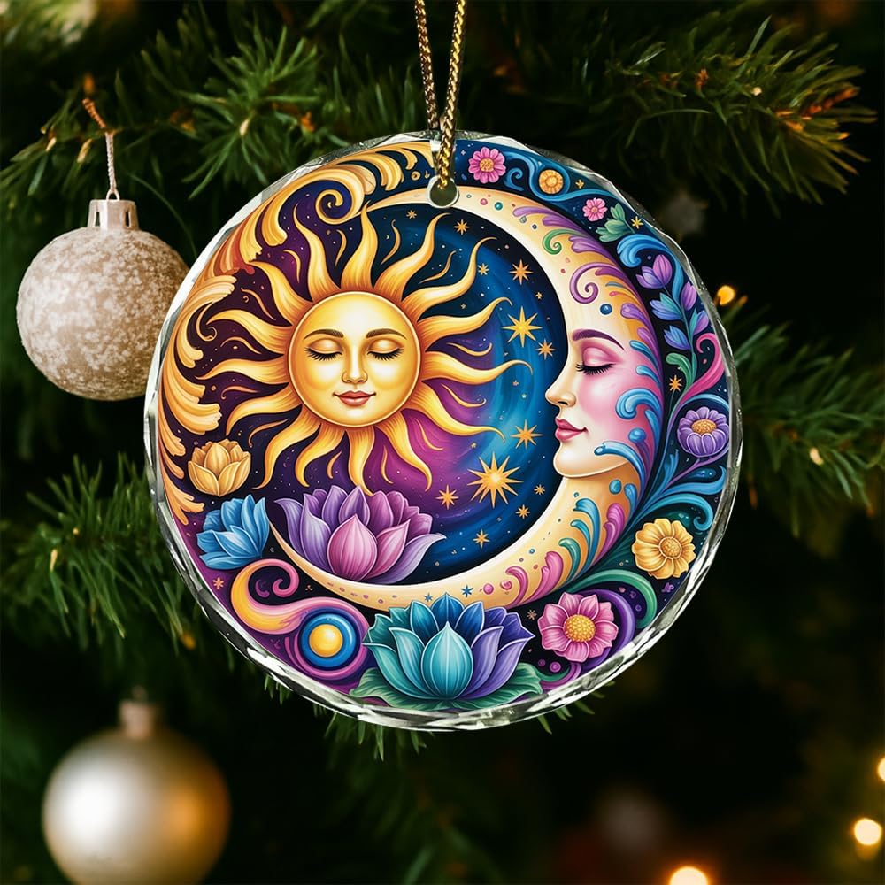 Moon Sun Glass Ornament – Handcrafted Hanging Decoration, Elegant Celestial Keepsake with Unique Sun and Moon Design, for Home, Spiritual Décor, or Holiday Tree - Image 7