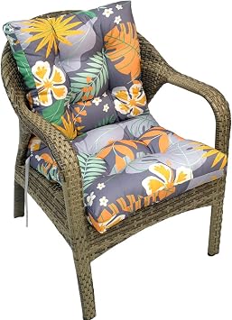 Thicken Wicker Chair Cushions for Indoor Outdoor Furniture | Tufted, Floral, Waterpoof, High Back Rocking Chair Cushion Replacement ,with Ties 41.7"*20.8"*3.5" Flower