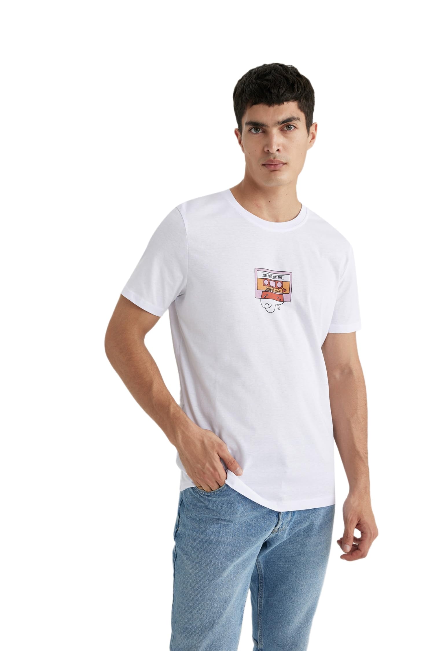 Sevgililer Günü Unisex Kısa Kollu T-Shirt Üniseks Yetişkin Beyaz