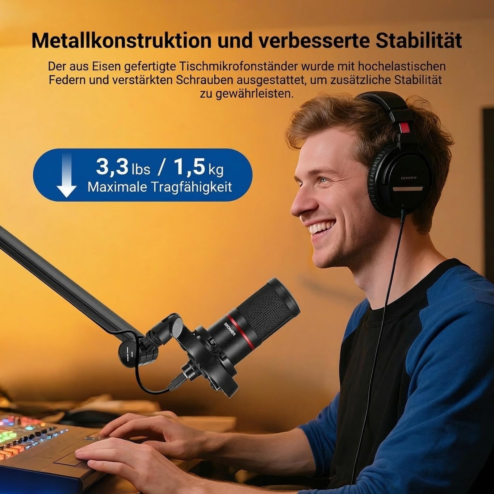 NEEWER BASICS Mikrofon Boom Arm, 78cm flexibler Microphone Tischständer Halterung, kompatibel mit Blue Yeti FIFINE AM8 K669B HyperX QuadCast S SoloCast AT2020 Shure SM7B MV7 für Gaming Streaming MS050
