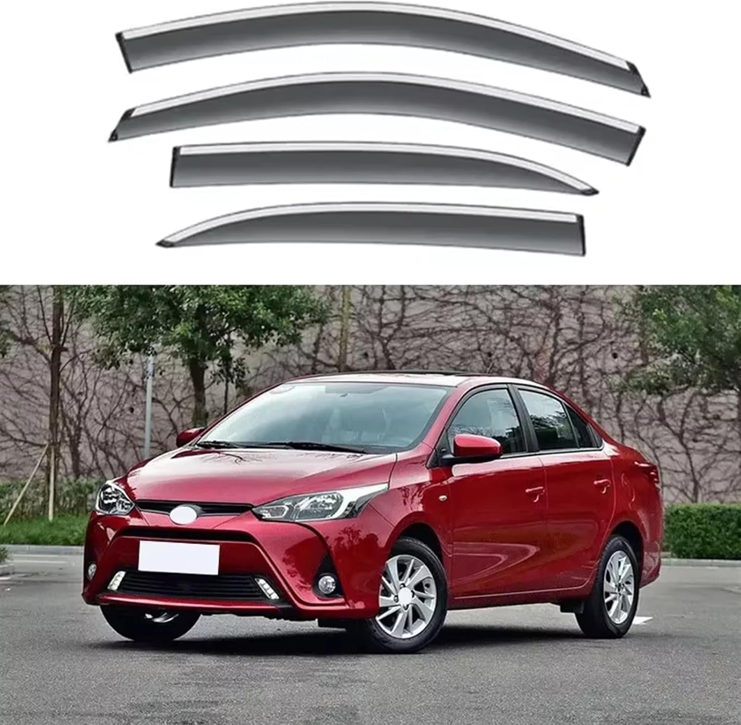 Nwsplmy Normal Wind Deflectors For Toyota Yaris L 2017-2020, Rain Guards Window Visors, 4-Piece, Protects Against Fading & Cracks