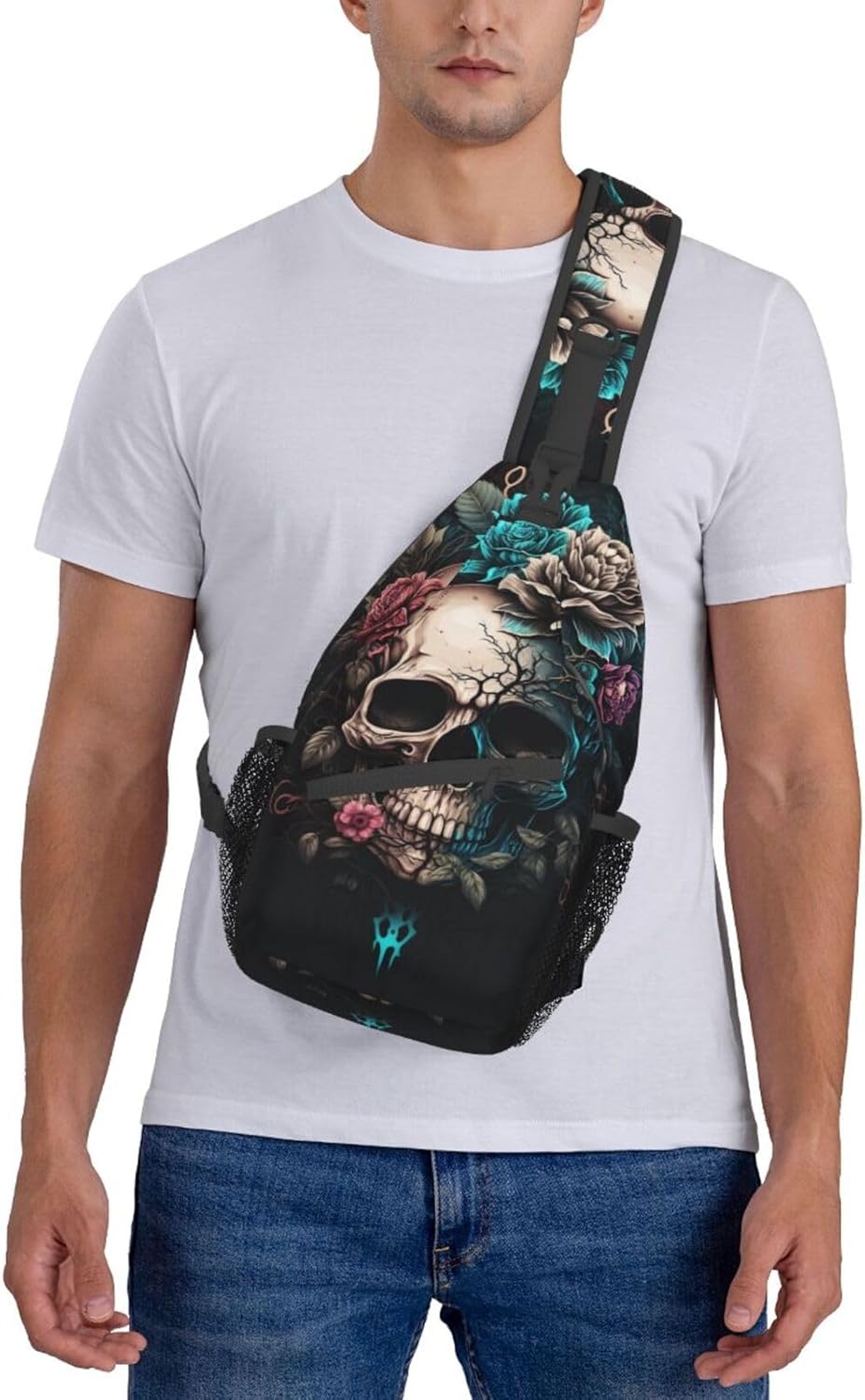 Dog Paw Sling Bag for Women Men Chicken Crossbody Bags Halloween Gothic Skull Daypack Shoulder Bag Backpack (gothic skull) - Image 6