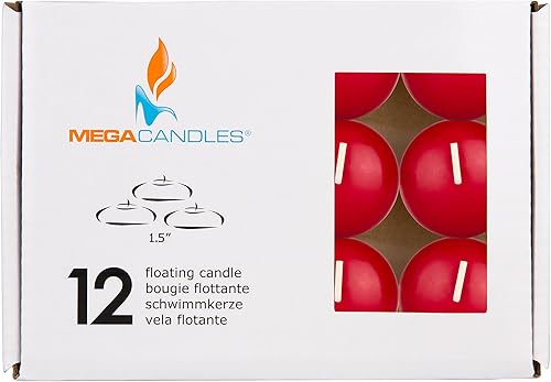 Miniatura 3 de Mega Candles 12 velas de disco flotante rojo sin perfume, velas de cera de parafina vertidas a mano de 1.5 pulgadas de diámetro, decoración del