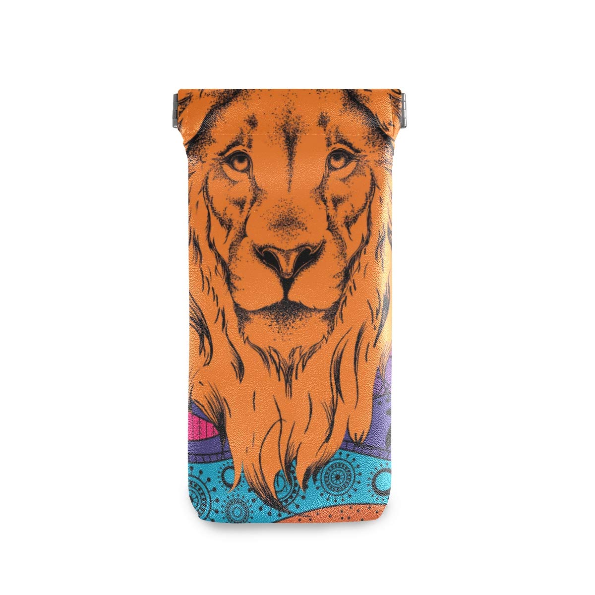 Linomo Unisex Multicoloured African Lion Ethnic Sunglasses Bag Microfiber Leather Pouch, Storage Bag For Glasses And Cell Phones