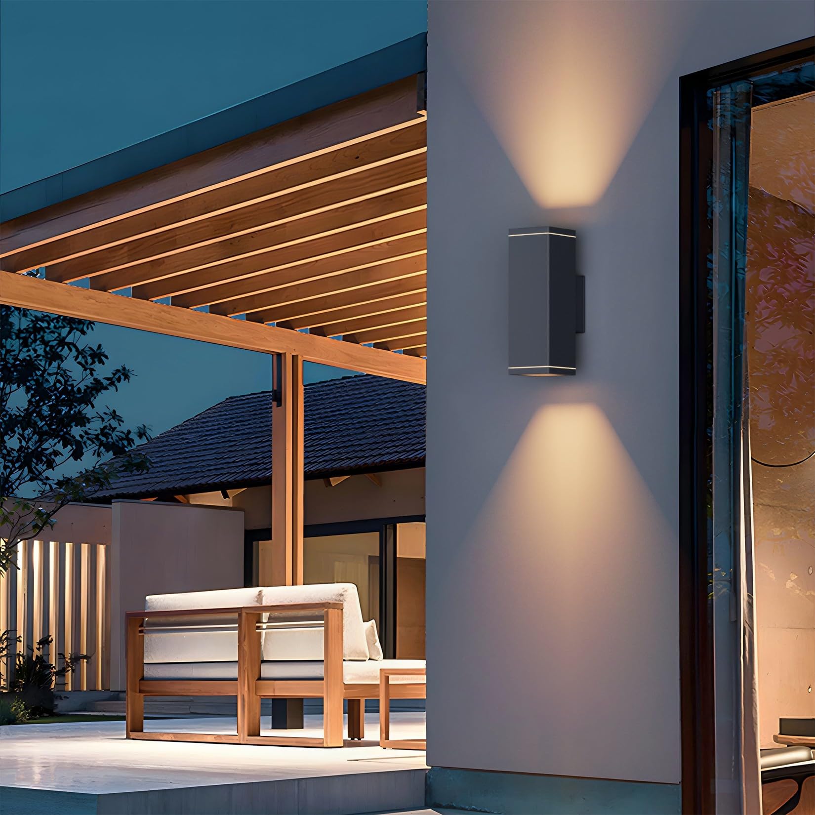 Klighten 2 Pezzi Applique da Parete Esterno IP65 Su Giù, Lampada da Parete Applique da Esterni in Alluminio per Terrazzi Ingressi, Attacco GU10, 26 x 13 cm, Lampadina non Inclusa, Antracite