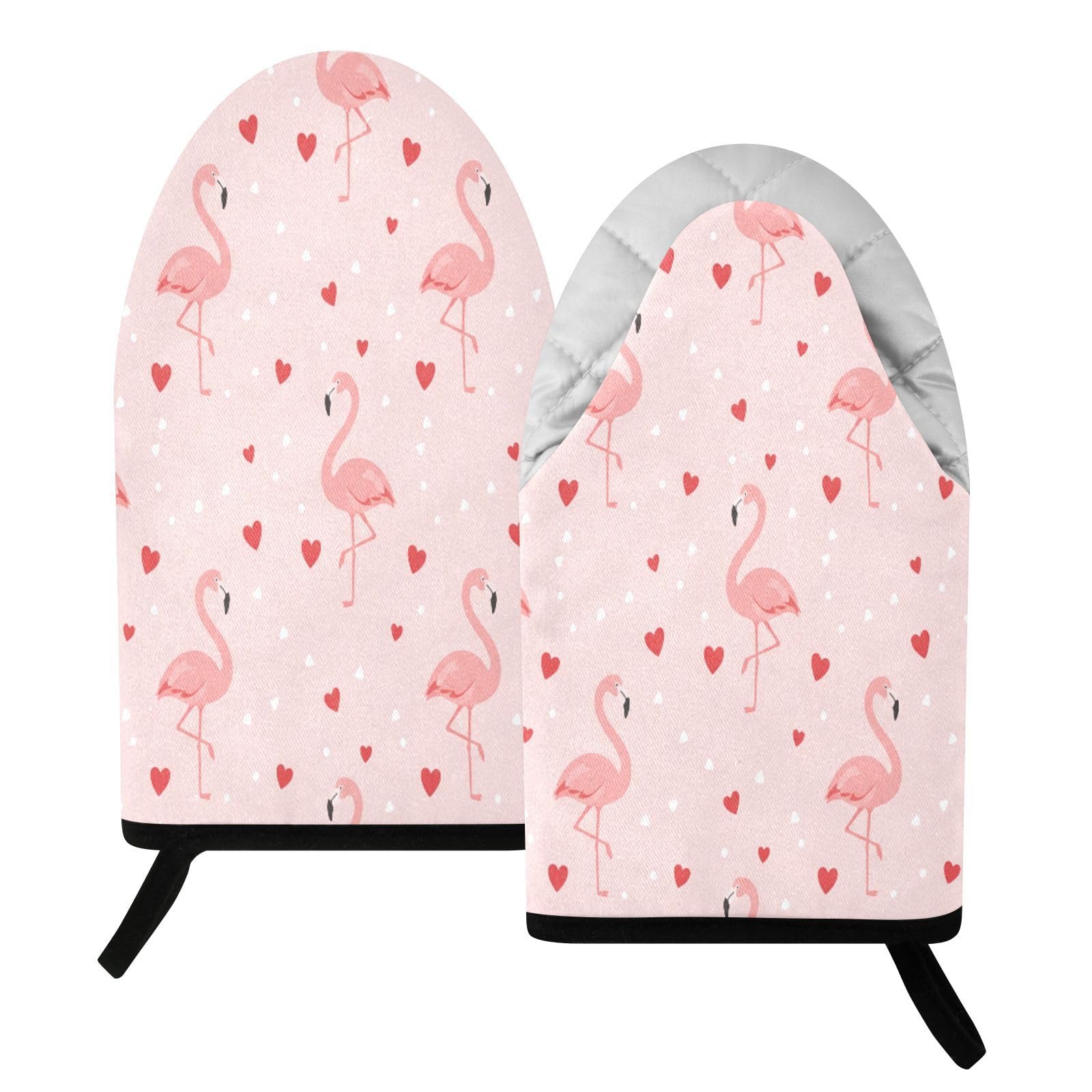 BURSTDDY Flamingo Oven Mitt,Heat Resistant Kitchen Mitts for Cooking