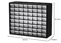 Vista 174 de Akro-Mils 10164 64 Piezas de plástico de equipo de almacenamiento y Gabinete cajón, 20 x 16 x 6-1/2 pulgadas, color negro