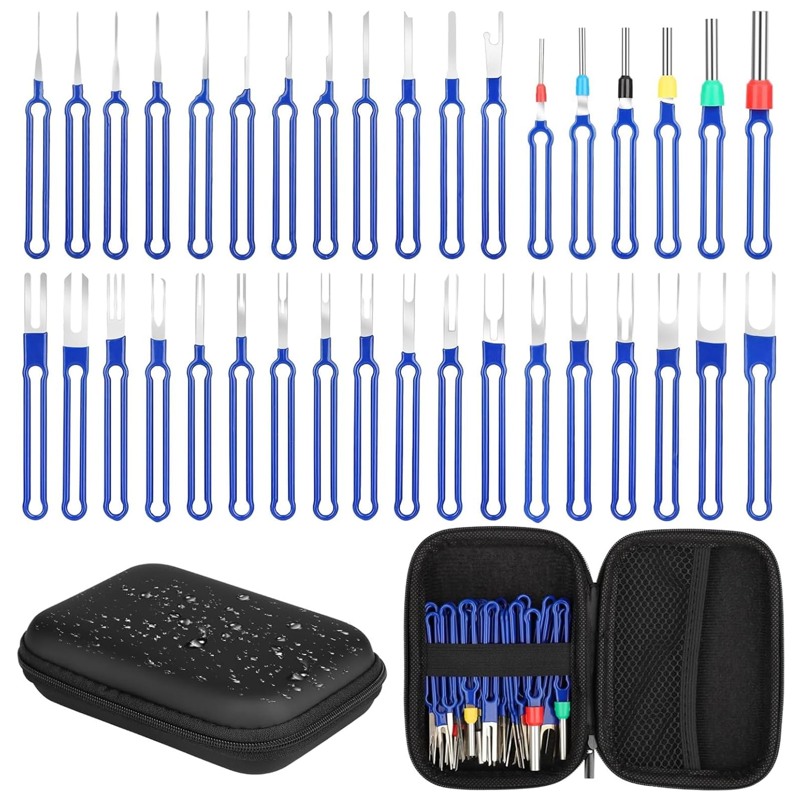36 Pezzi Strumenti di Rimozione Terminale, Strumento per Rimuovere i Connettori dei Cavi, Auto Cablaggi Elettrici Crimpare Connettore Pin Estrattore Kit, per Connettori Auto (con Scatola)