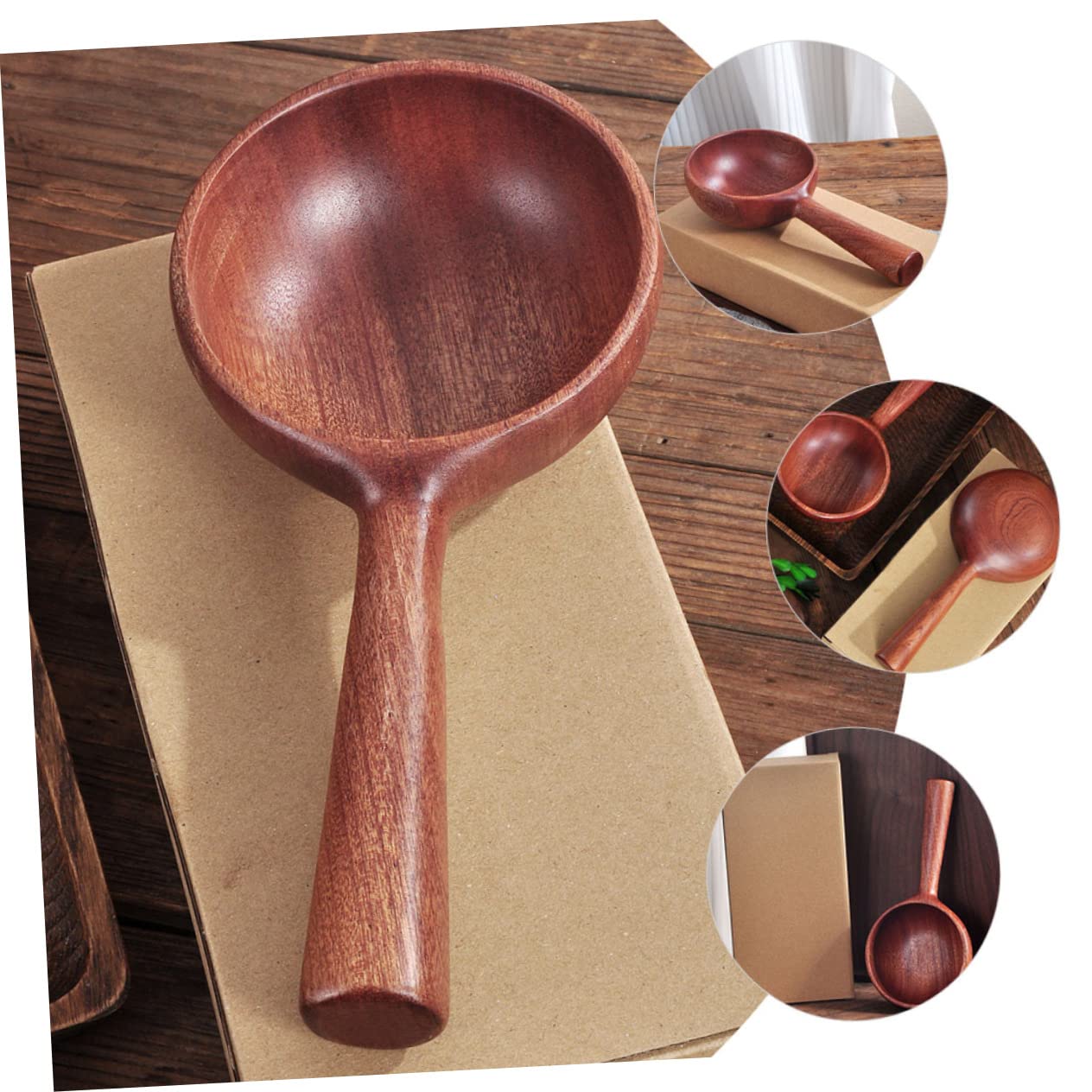 BESTonZON 2pièces Louche Bois Avec Manche Ergonomique Pour Cuisine Et Jardin Ustensile Polyvalent Pour Arroser Et Servir Pour Cuisson Lavage Des Légumes
