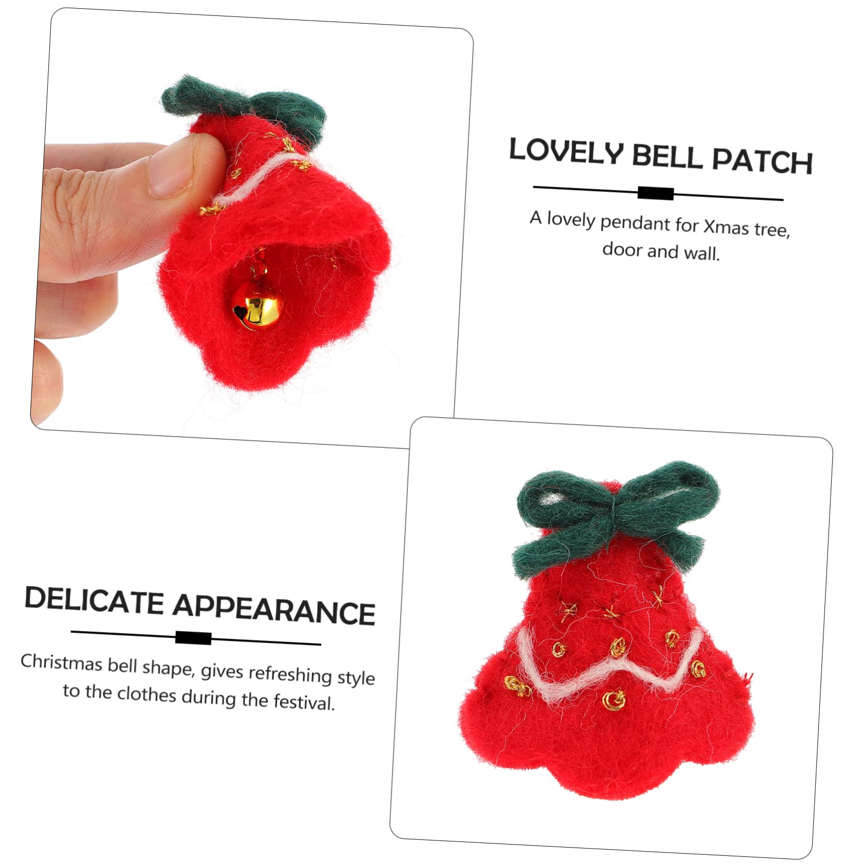 Gogogmee Wool Felt Applique Xmas Bell 3pcs Xmas Tree Decor Safe and Christmas Supplies for DIY