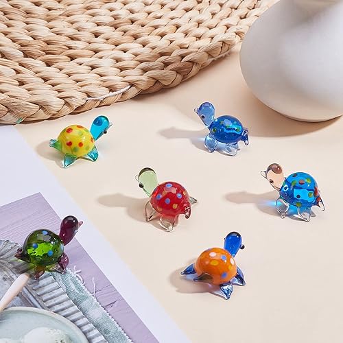 Miniatura 4 de 6 figuras de tortuga pequeñas hechas a mano de tortuga marina, figuras pequeñas de arte soplado a mano, figuras de tortuga de cristal marino,