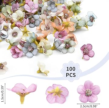 100pcs Artificial Flower Heads, Small Silk Flowers