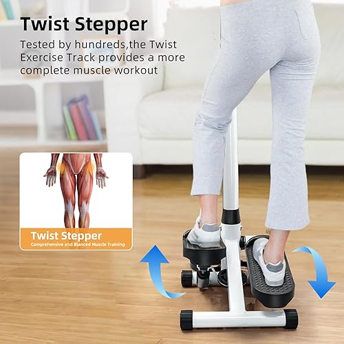 Miniatura 5 de Stepper para ejercicio en casa, tensión ajustable y manubrio, capacidad máxima de peso de 300 libras con bandas de resistencia, equipo de fitness