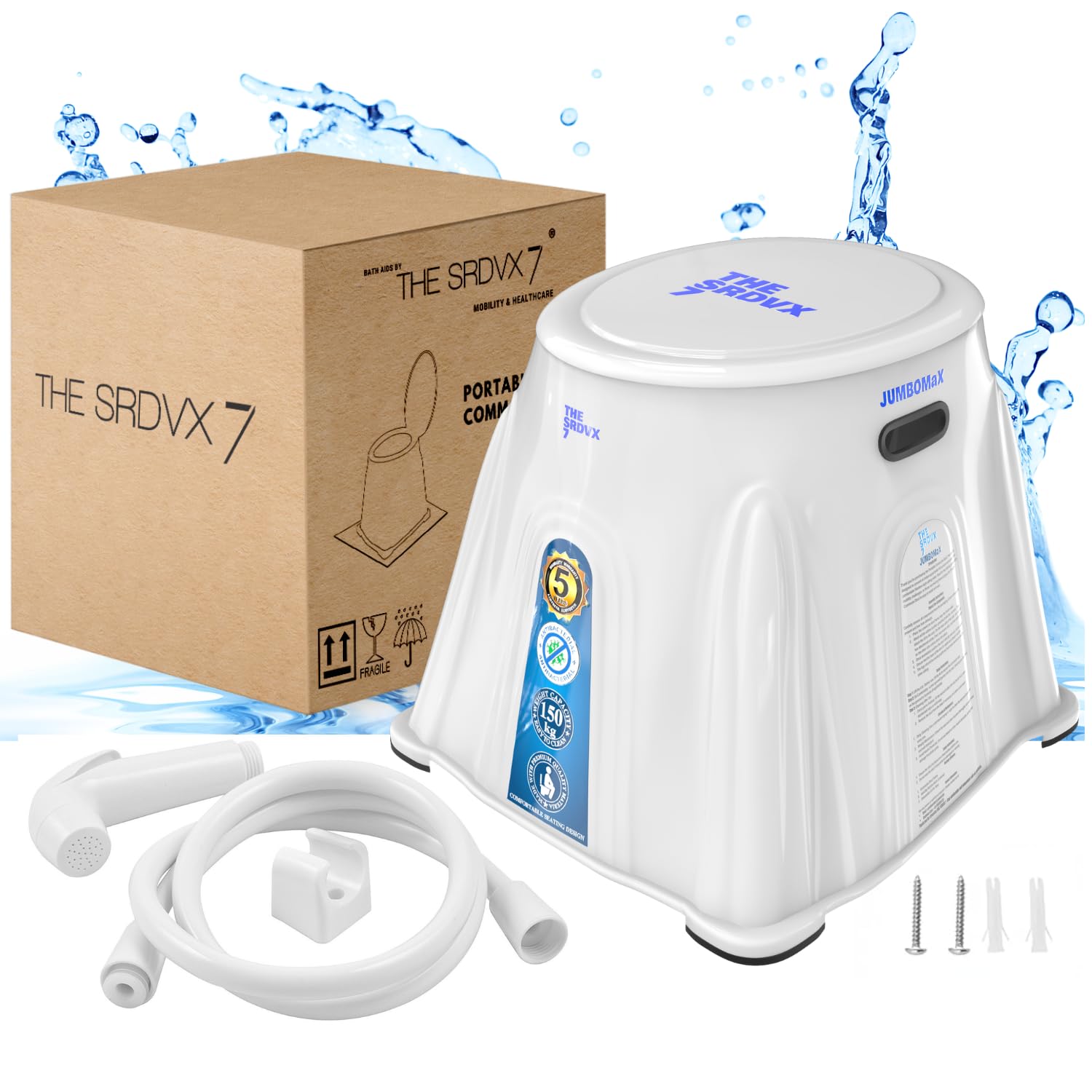 THE SRDVX 7® Heavy Duty Portable Indian Toilet To Western Toileting, Indian Toilet Commode Stool, Portable Toilet Seat For Adult, elderly, Handicap People (White) (B0B9LDWF3B) Amazon Price History, Amazon Price Tracker