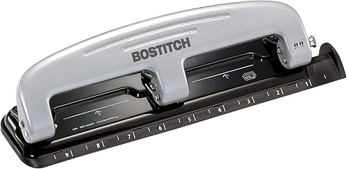 Miniatura 2 de aci2101Capacidad de 12-sheet propunch Compact three-hole Punch, base de goma, NegroGris
