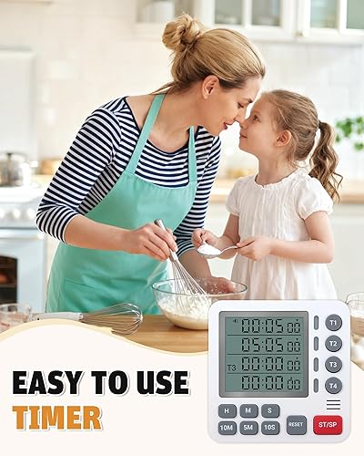 Miniatura 2 de Temporizador digital de cocina  Temporizador de cocina de 4 canales con alarma, parte trasera magnética, modos ruidosos y silenciosos, cuenta