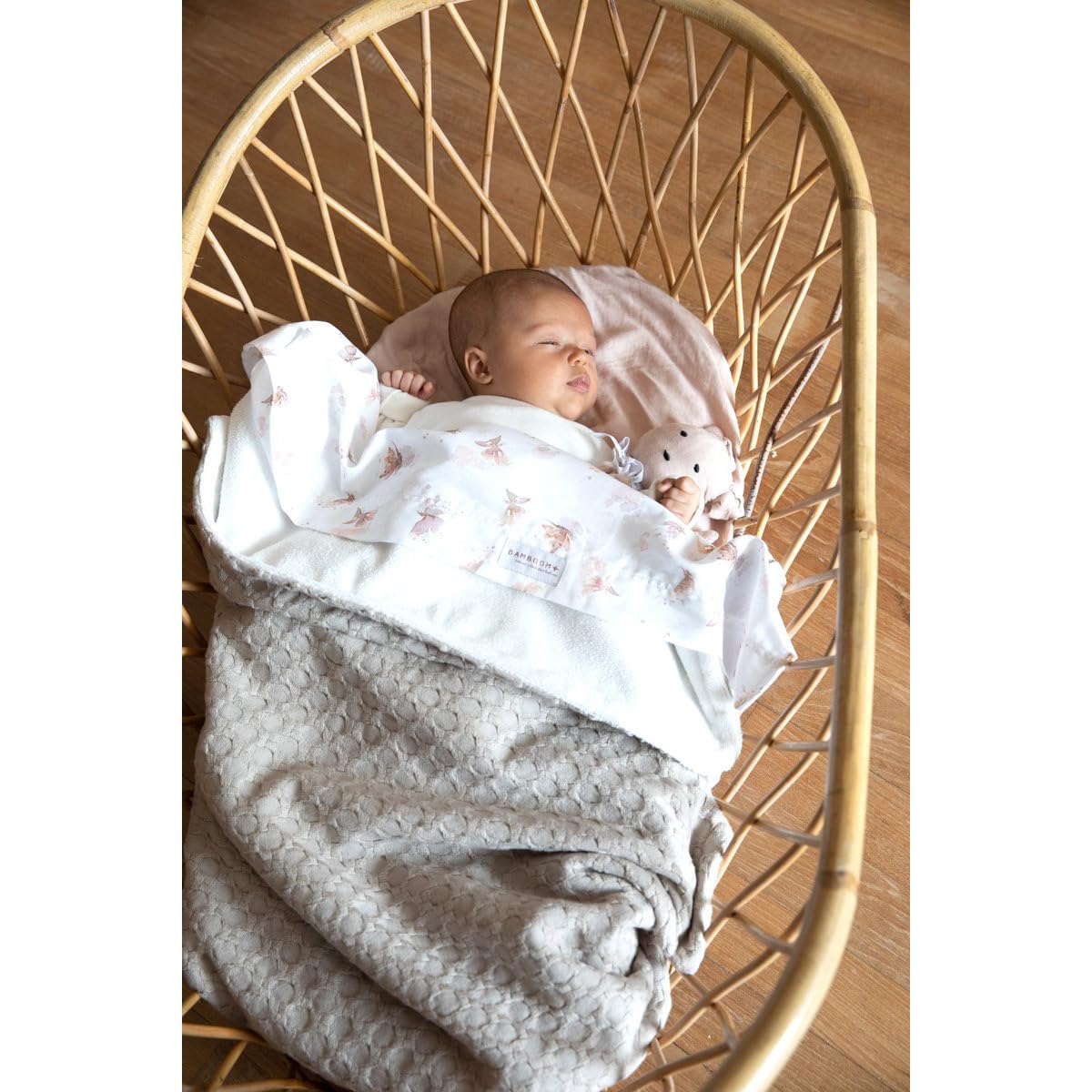 COPERTA CULLA 100X75 HONEY, IN BAMBÙ ORGANICO CON SPUGNA PELUCHE SAND