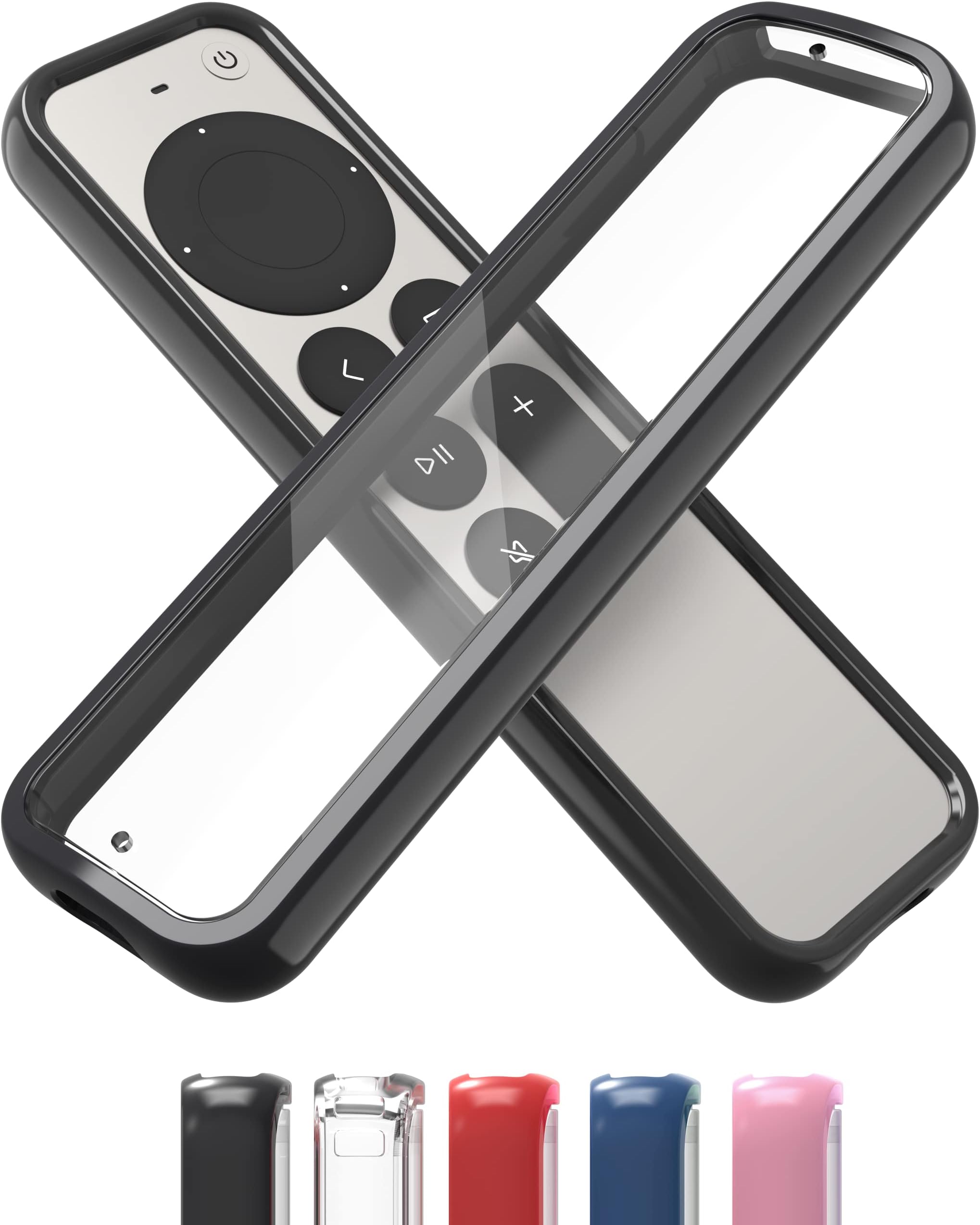 Air Rim Case for Apple TV Remotes – Slim, Hybrid Black Perimeter Cover & Clear Back Remote Case with Ultimate Drop Protection