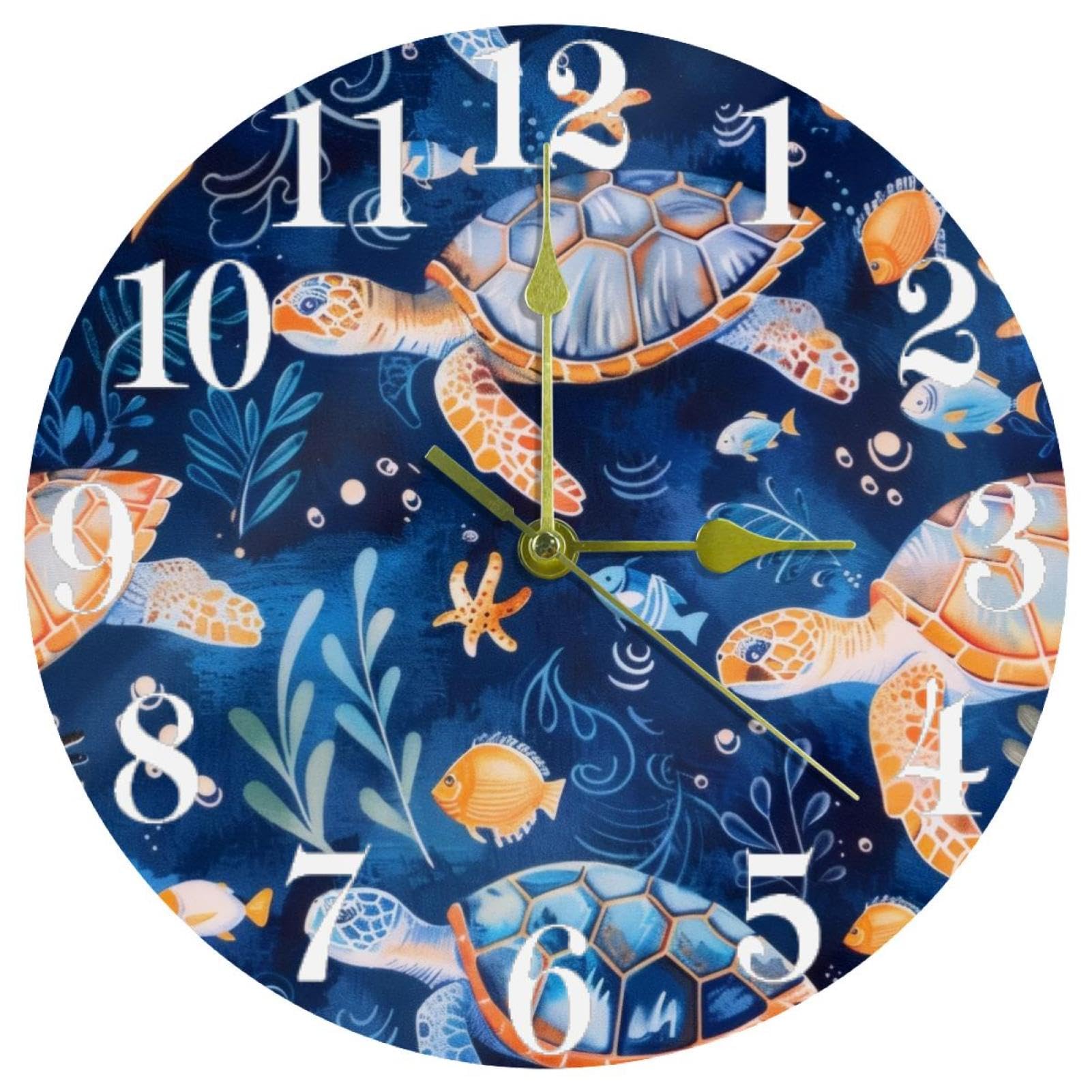 Horloge murale quartz sans tic-tac à pile motif océan pour maison et bureau