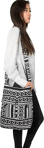 Miniatura 5 de Tribe Azure Aztec - Bolso bandolera para mujer color negro blanco tejido hecho a mano estilo informal talla L Negro Blanco M