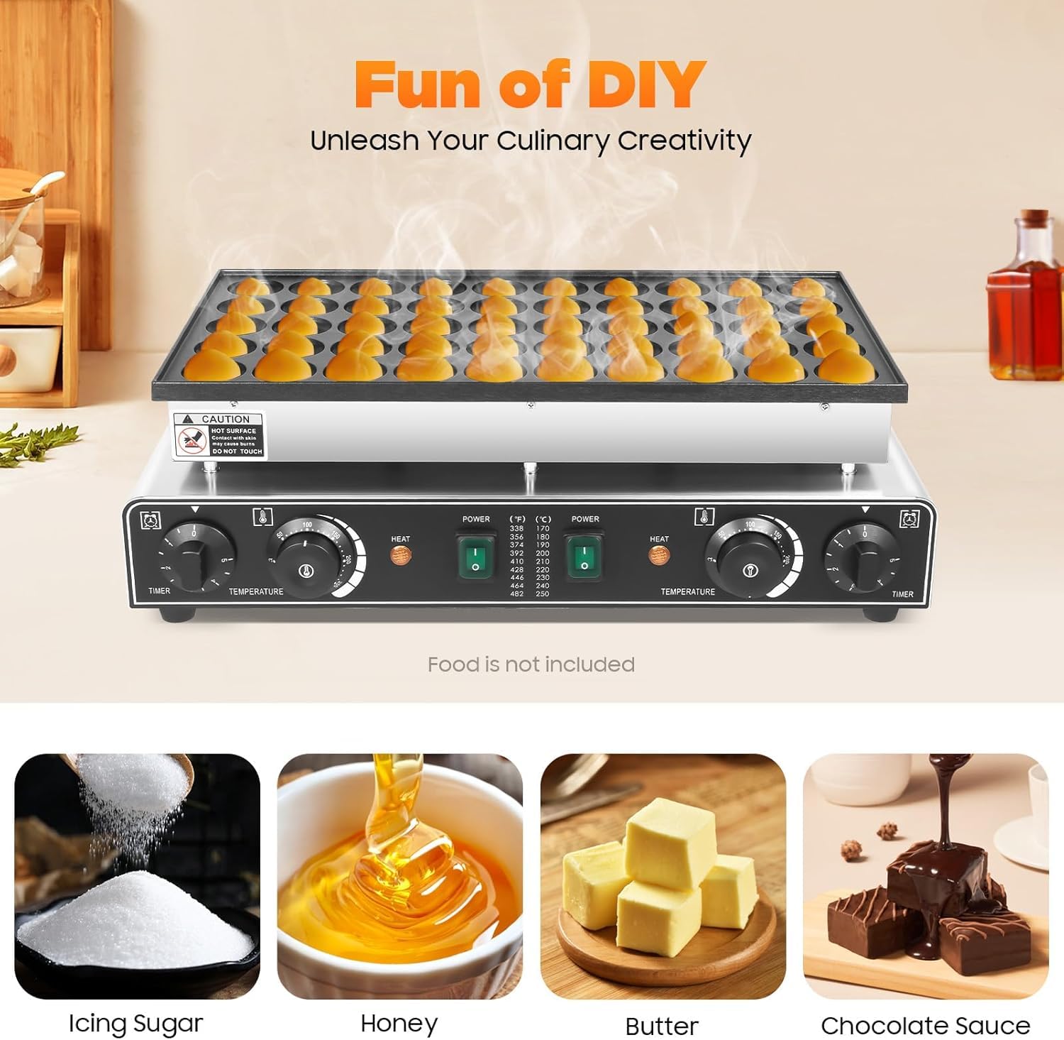 Máquina de Gofres 50 Huecos, Gofrera Eléctrica Antiadherente con Placas Giratorias 360°, Ideal para Sándwiches y Tortitas de Desayuno Familia, Brunch y Preparación de Comidas