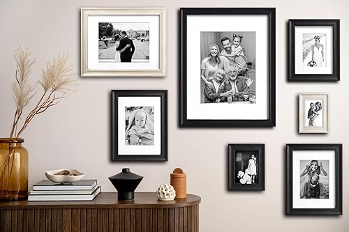 Miniatura 7 de Yaetm Portarretratos de 11 x 14 pulgadas con paspartú para fotos de 8 x 10 pulgadas, juego de 4 marcos de fotos de 1.4 pulgadas de ancho y color