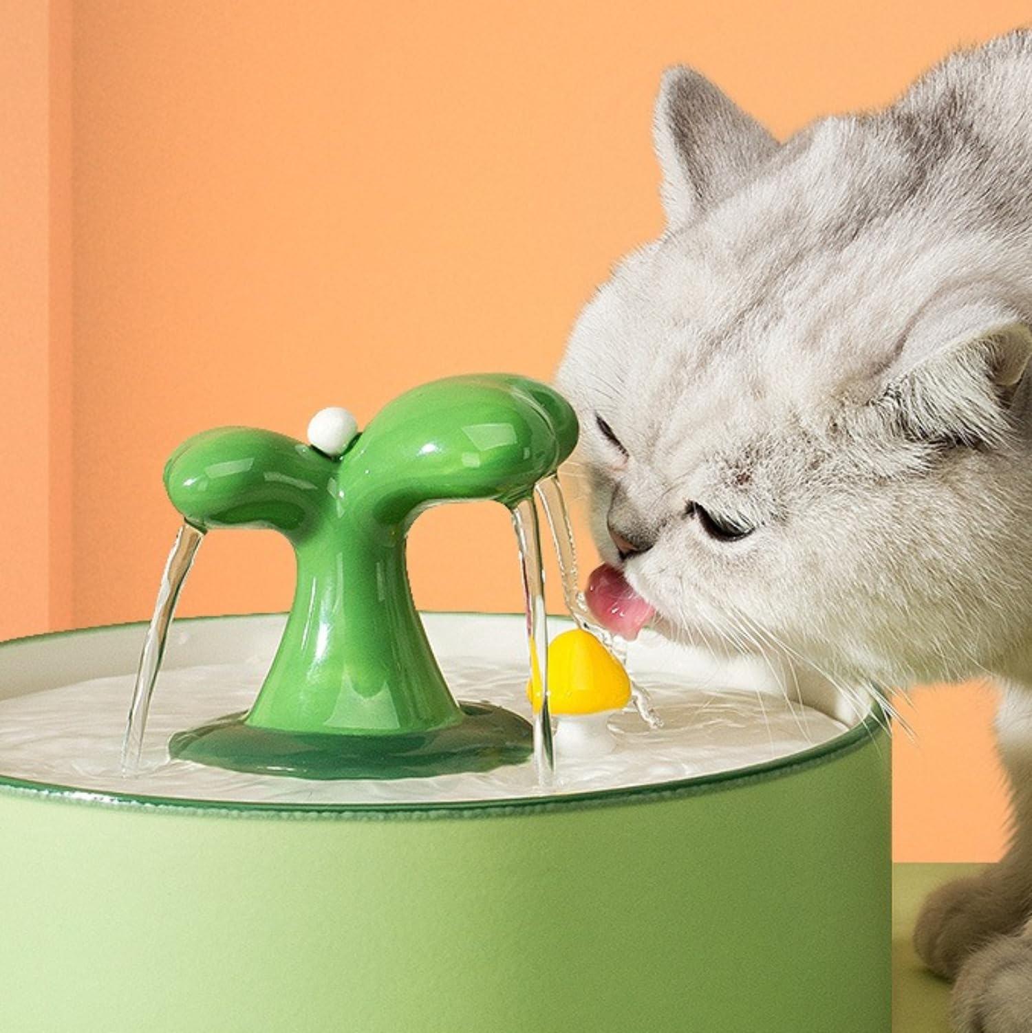 Fuente de agua automática de cerámica para gatos, 1000 ml, filtro circulante ultra silencioso, dispensador de bebidas para mascotas, bebedero de porcelana fácil de limpiar para gatos de interior